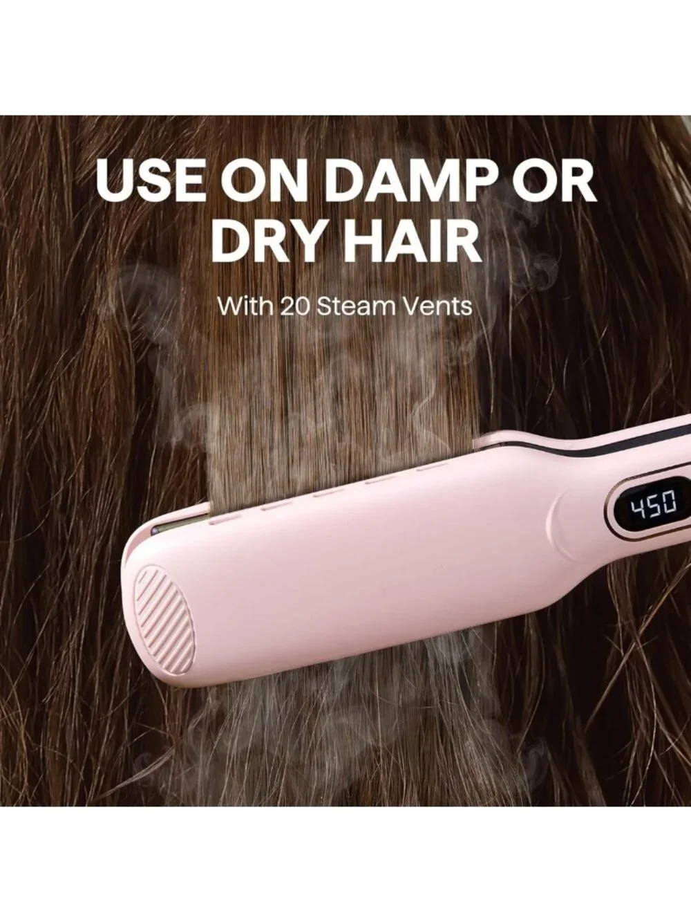 1.75” Wide Wet to Straight Flat Iron | Fast Styling for Damp or Dry Hair, Pink